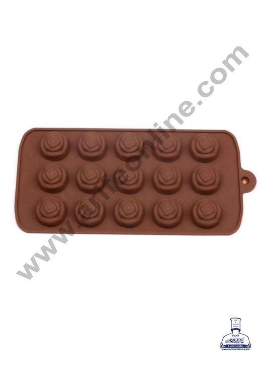Silicon 15 Cavity New Rose Design Brown Chocolate Mould, Ice Mould, Chocolate Decorating Mould  (MOQ 12 PCS)