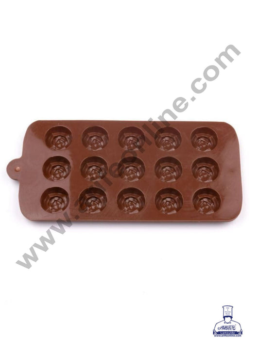 Silicon 15 Cavity New Rose Design Brown Chocolate Mould, Ice Mould, Chocolate Decorating Mould  (MOQ 12 PCS)