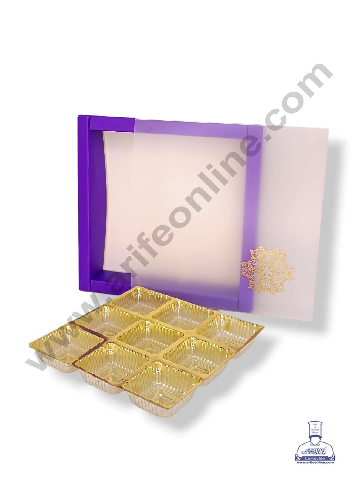 9 Cavity Chocolate Box with Sliding Cover & Cavity ( 10 Piece Pack ) - Violet  (MOQ 12 PACK) (RED)