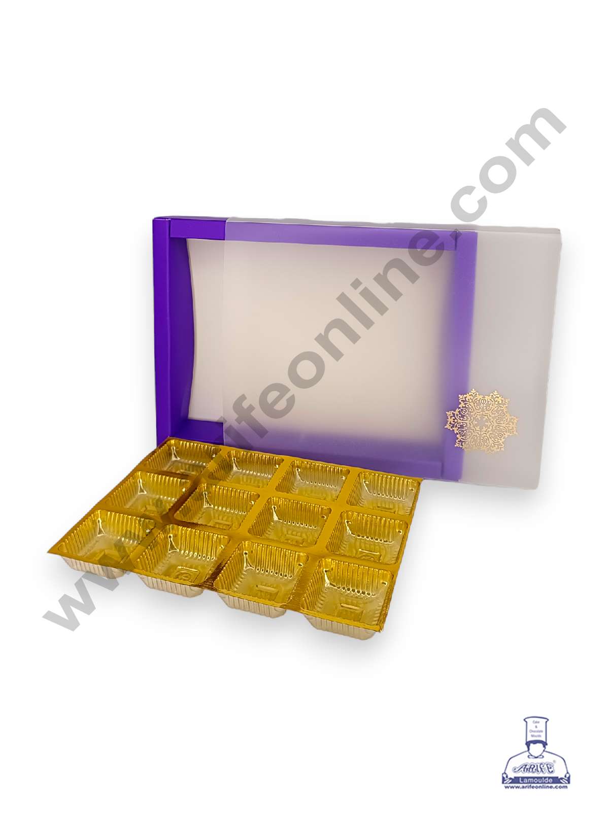 12 Cavity Chocolate Box with Sliding Cover & Cavity ( 10 Piece Pack ) - Violet (MOQ 12 PACK) (RUD)