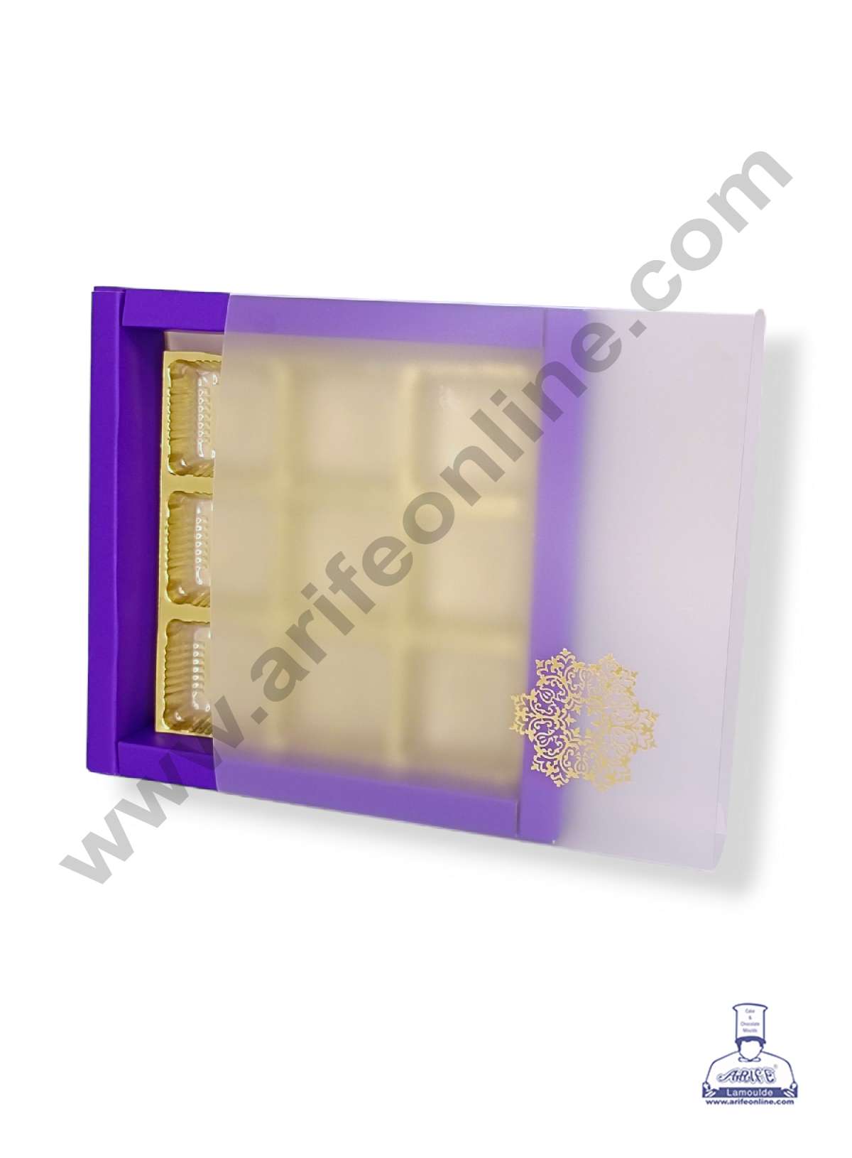 9 Cavity Chocolate Box with Sliding Cover & Cavity ( 10 Piece Pack ) - Violet  (MOQ 12 PACK) (RED)