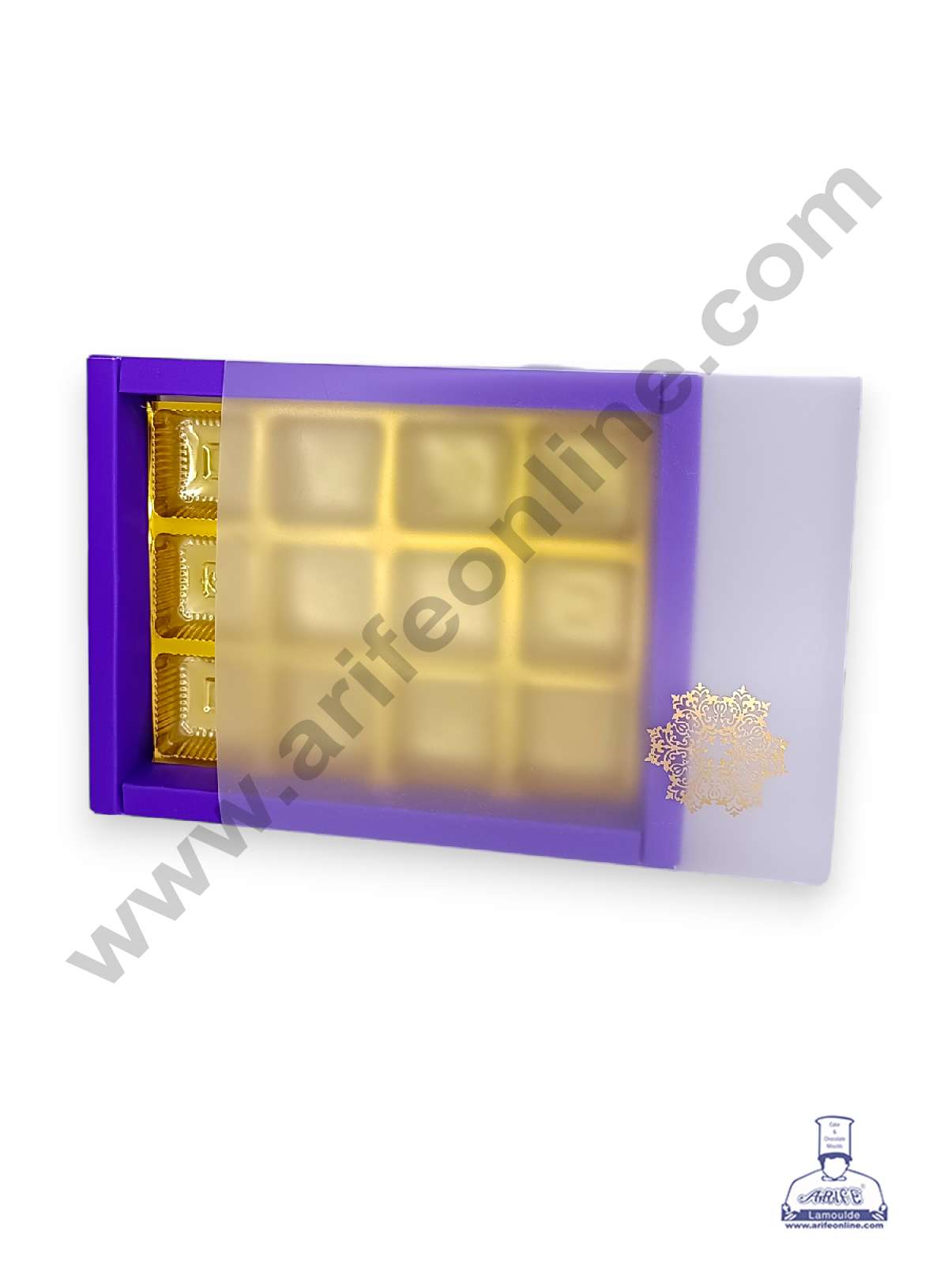 12 Cavity Chocolate Box with Sliding Cover & Cavity ( 10 Piece Pack ) - Violet (MOQ 12 PACK) (RUD)