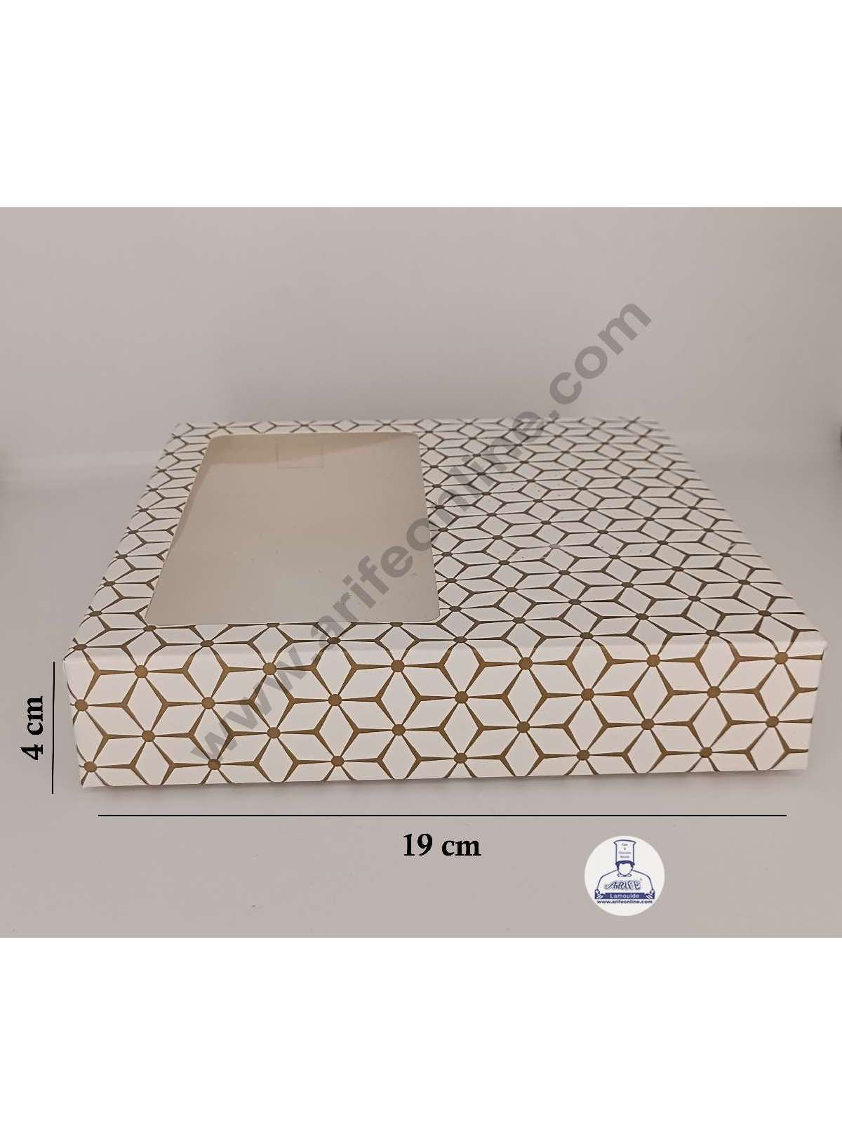 16 Cavity 3D Cube Print Chocolate Box with Cavity, Clear Window & Handle ( 10 Piece Pack ) - White (MOQ 12 PACK) (RDD)