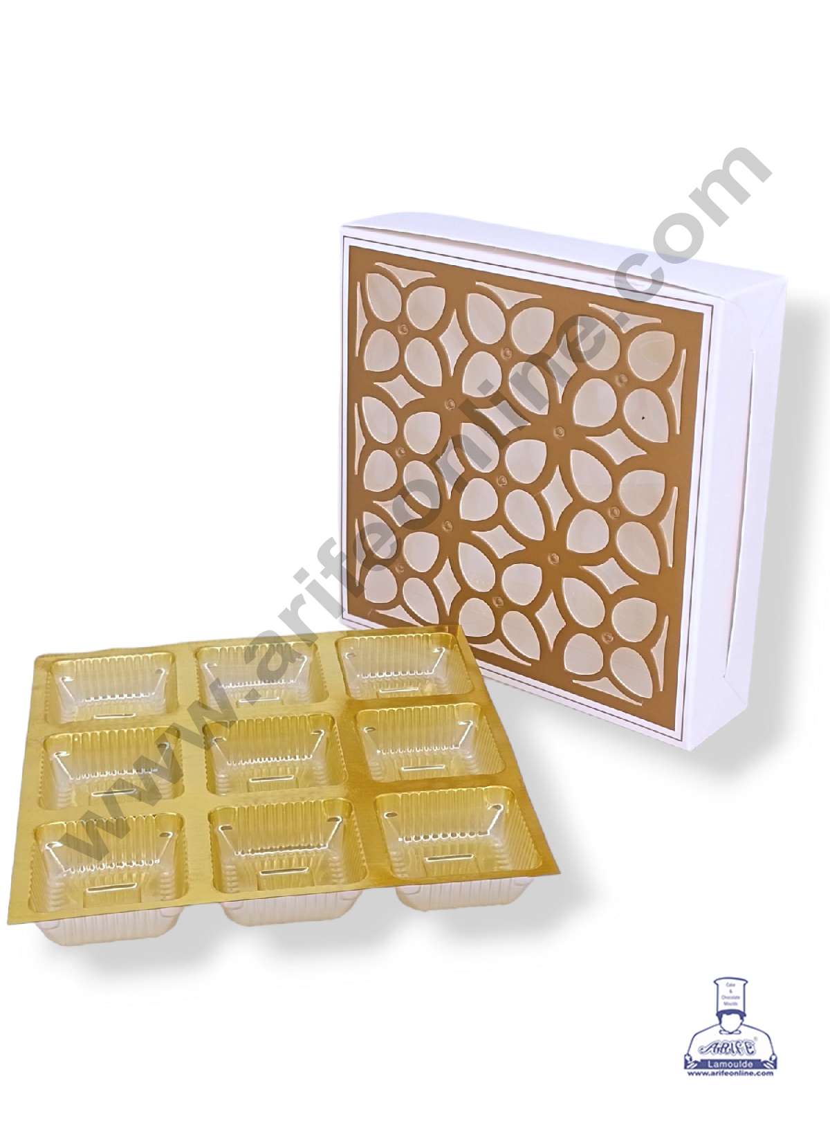 9 Cavity Chocolate Box with Cavity & Cutout Window Without Handle ( 10 Piece Pack ) - White (MOQ 12 PCK) (AID)
