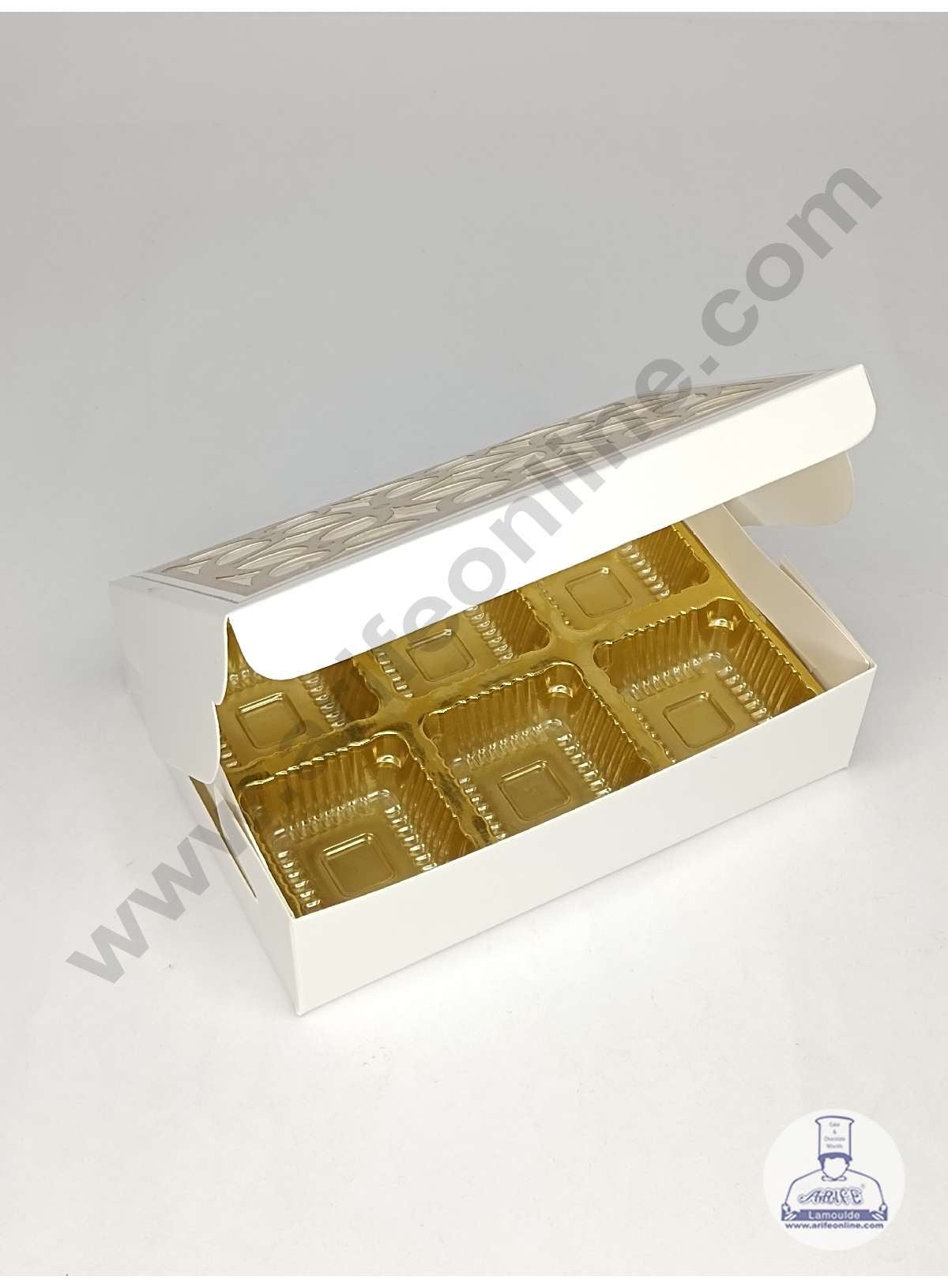 6 Cavity Chocolate Box with Cavity & Cutout Window Without Handle ( 10 Piece Pack ) - White (MOQ 12 PCK) (ADD)