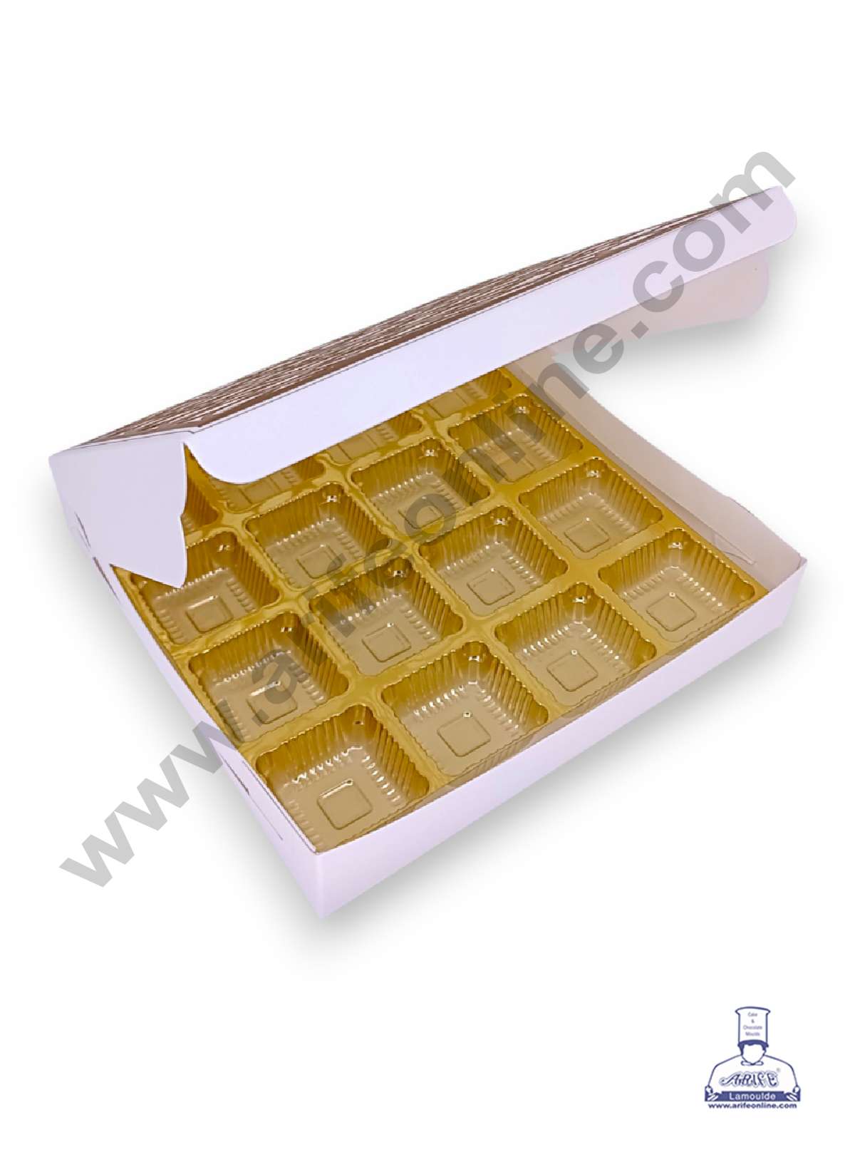16 Cavity Chocolate Box with Cavity & Cutout Window Without Handle ( 10 Piece Pack ) - White (MOQ 12 PACK) (RDD)
