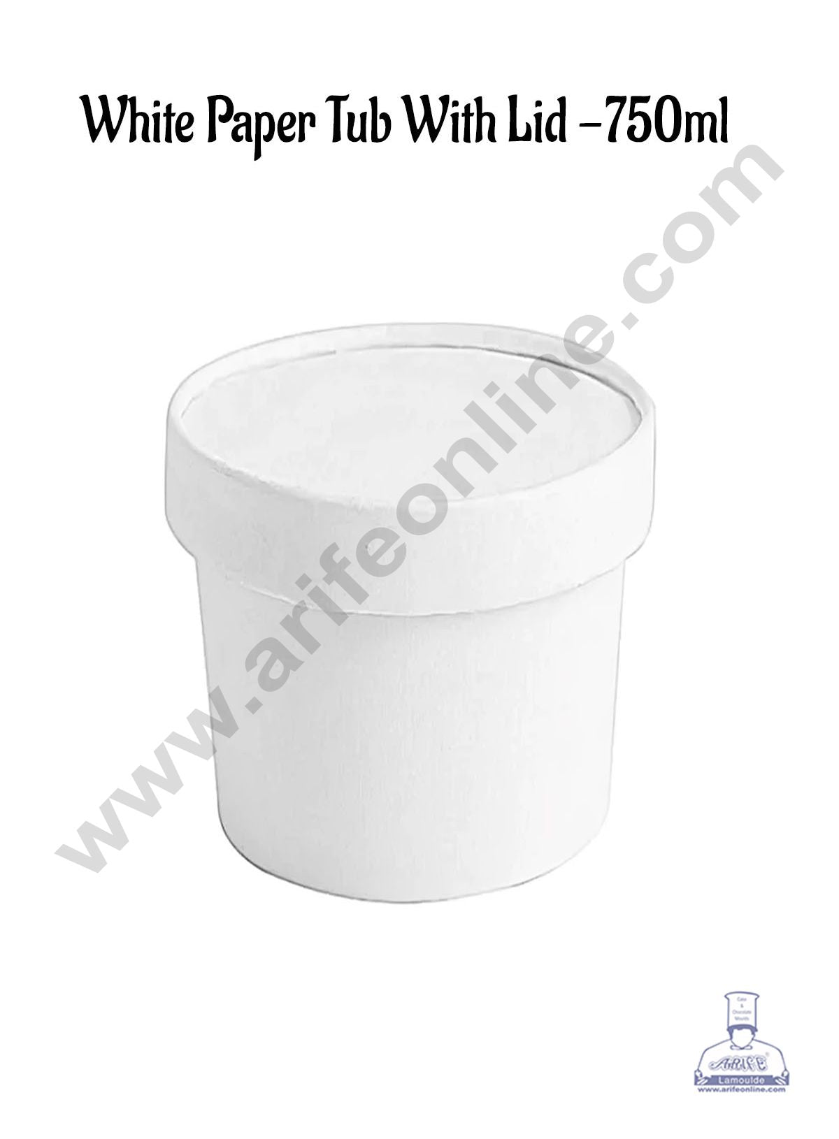 750ml White Kraft Paper Tub With Lid (MOQ 100 PCS)