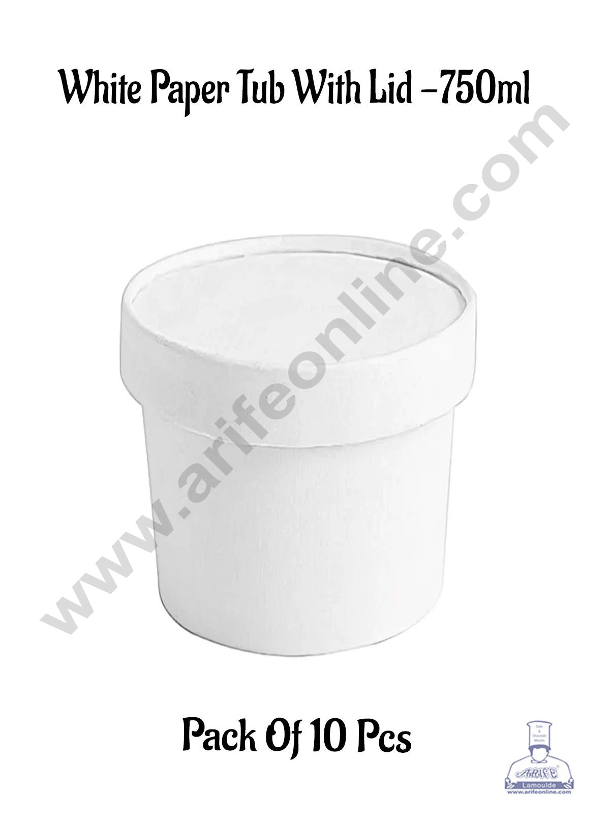 750ml White Kraft Paper Tub With Lid (MOQ 100 PCS)