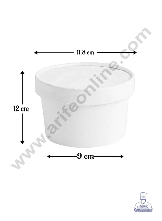 750ml White Kraft Paper Tub With Lid (MOQ 100 PCS)