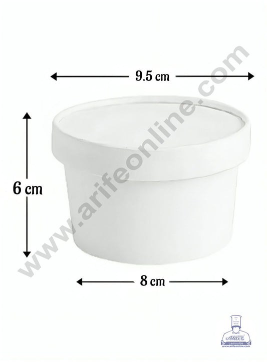 250ml White Kraft Paper Tub With Lid (MOQ 100 PCS)