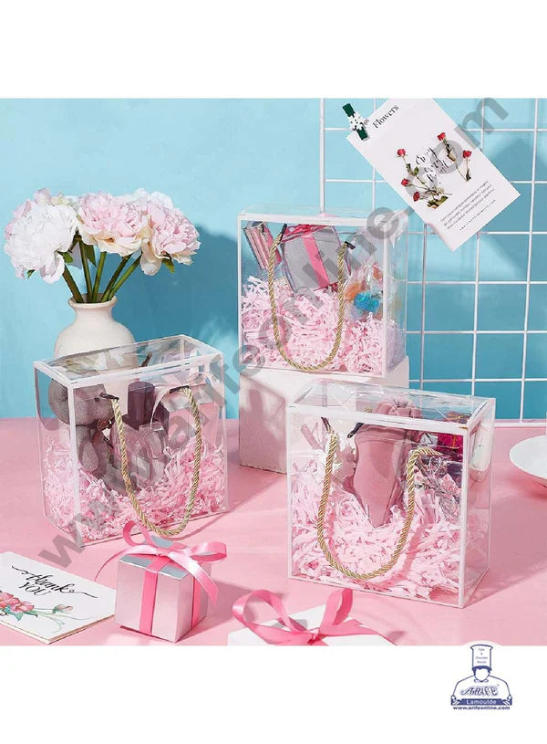 Big Clear PVC Hamper Bag with White Border | Gift Box | Gift Bag with Handle (MOQ 100 PCS)