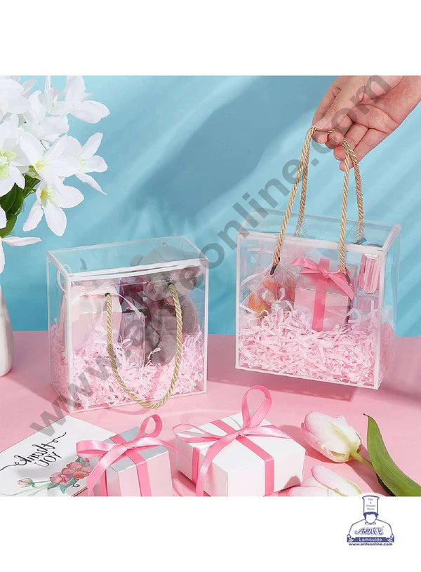 Big Clear PVC Hamper Bag with White Border | Gift Box | Gift Bag with Handle (MOQ 100 PCS)