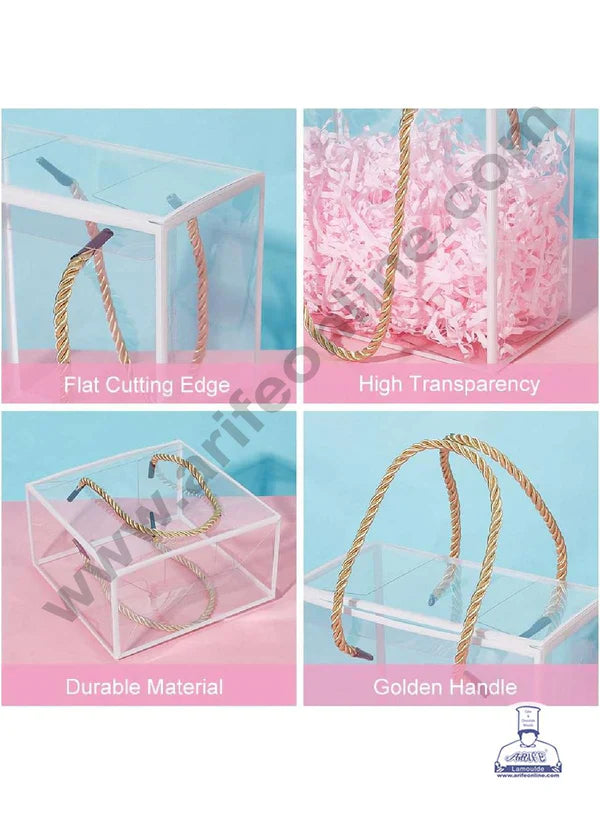 Big Clear PVC Hamper Bag with White Border | Gift Box | Gift Bag with Handle (MOQ 100 PCS)