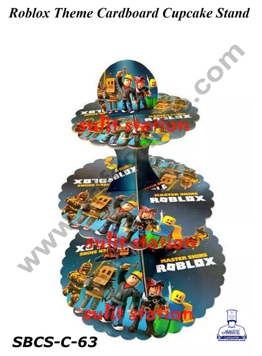 3 Tier Roblox Theme Cardboard Cupcake Stand - Heavy (MOQ 12 PCS)