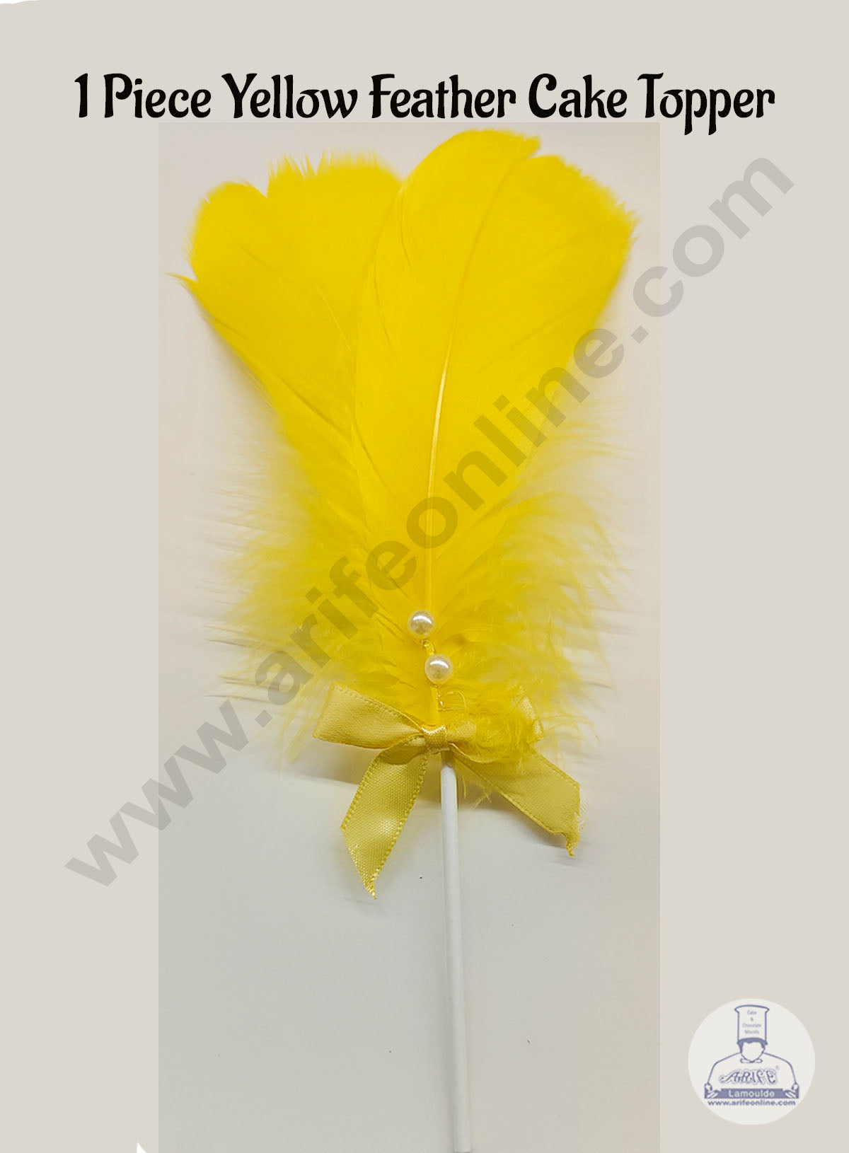 1 Piece Yellow Feather Topper For Cake Decoration (MOQ 12 PCS) (ID)