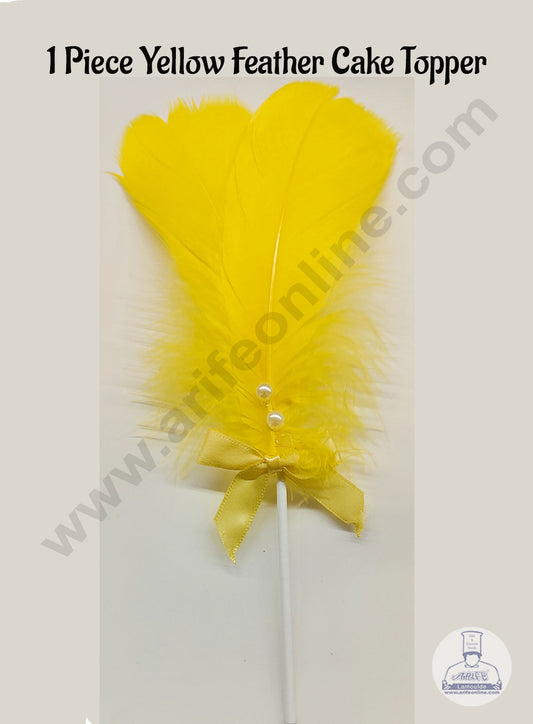 1 Piece Yellow Feather Topper For Cake Decoration (MOQ 12 PCS) (ID)