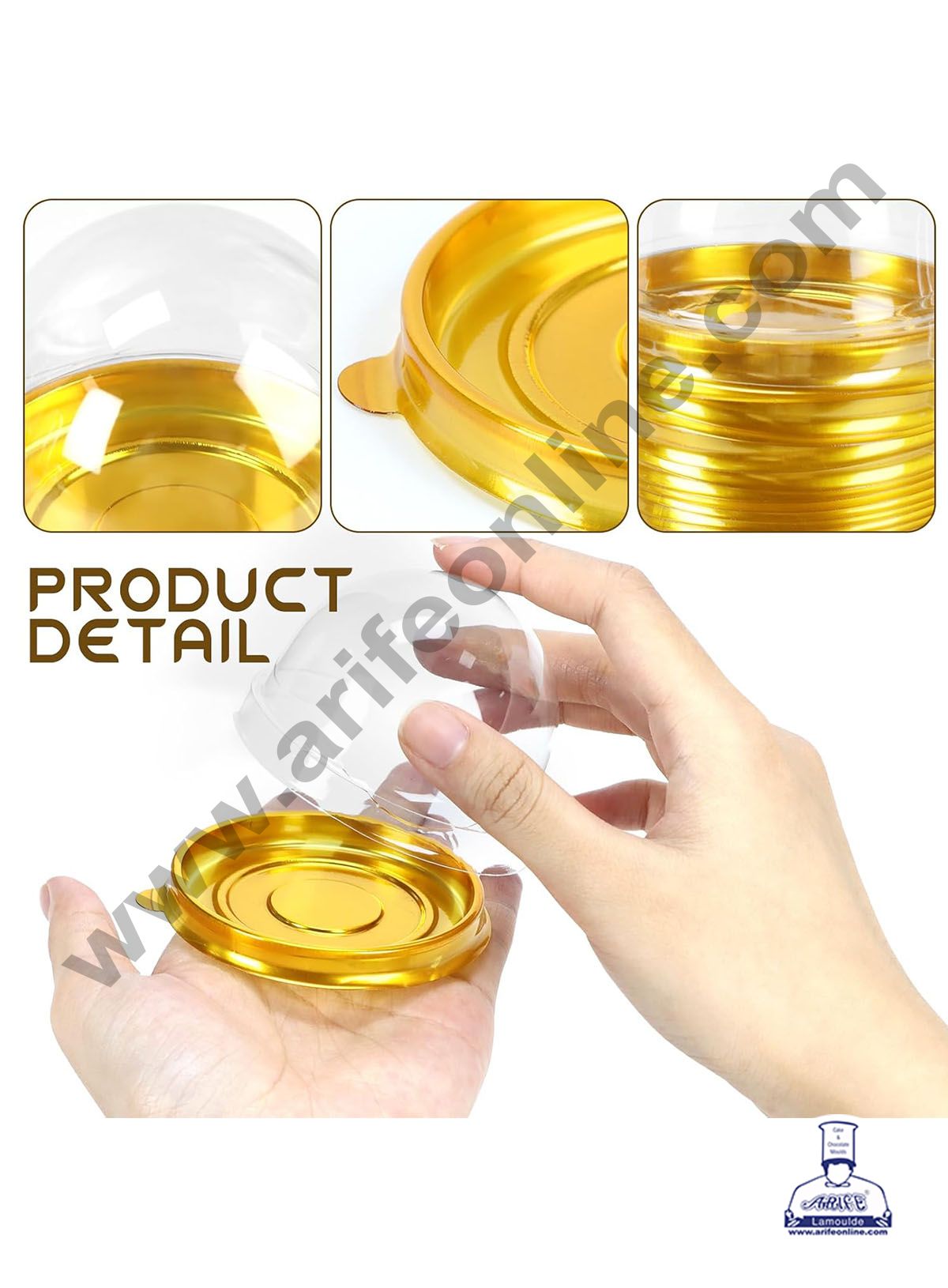PVC MINI ROUND DOME PASTRY BOX(G)7.5X55 SB-Y70-G  (MOQ 100 PCS)  (I.25)