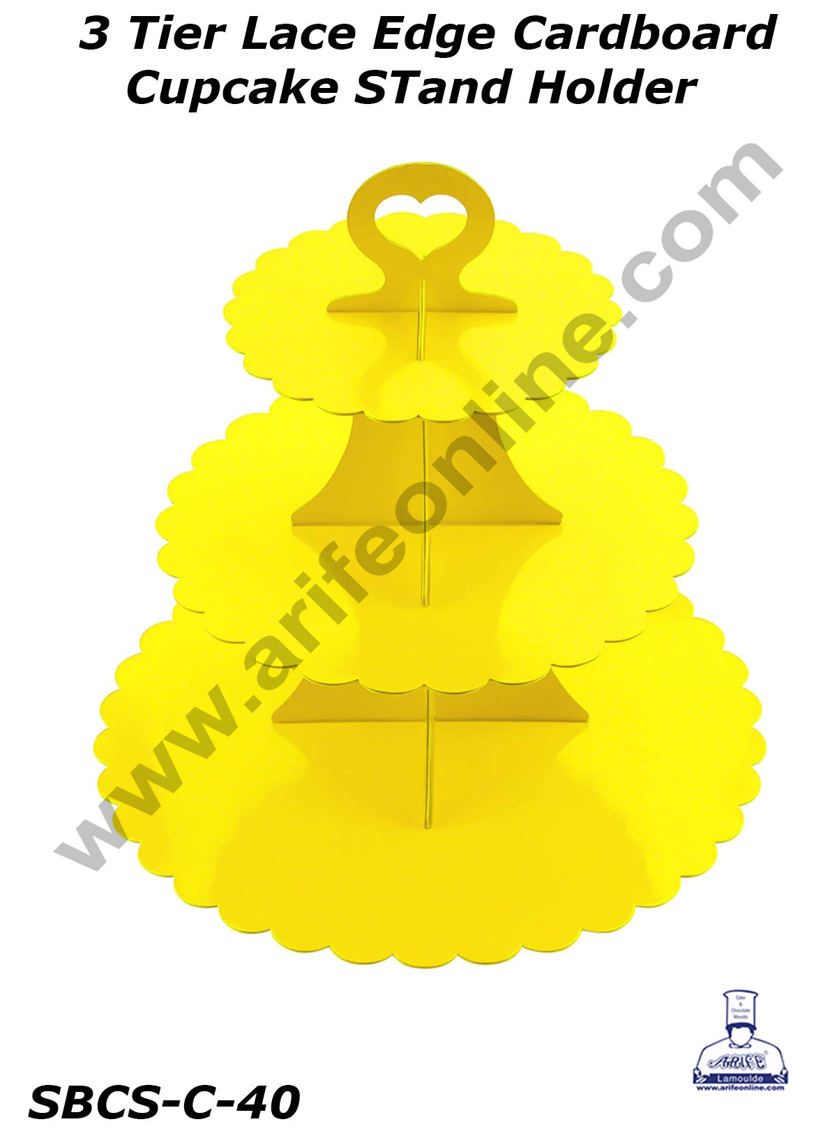 Cake Decor™ 3-Tier Lace Edge Cardboard Cupcake Stand Holder - Heavy