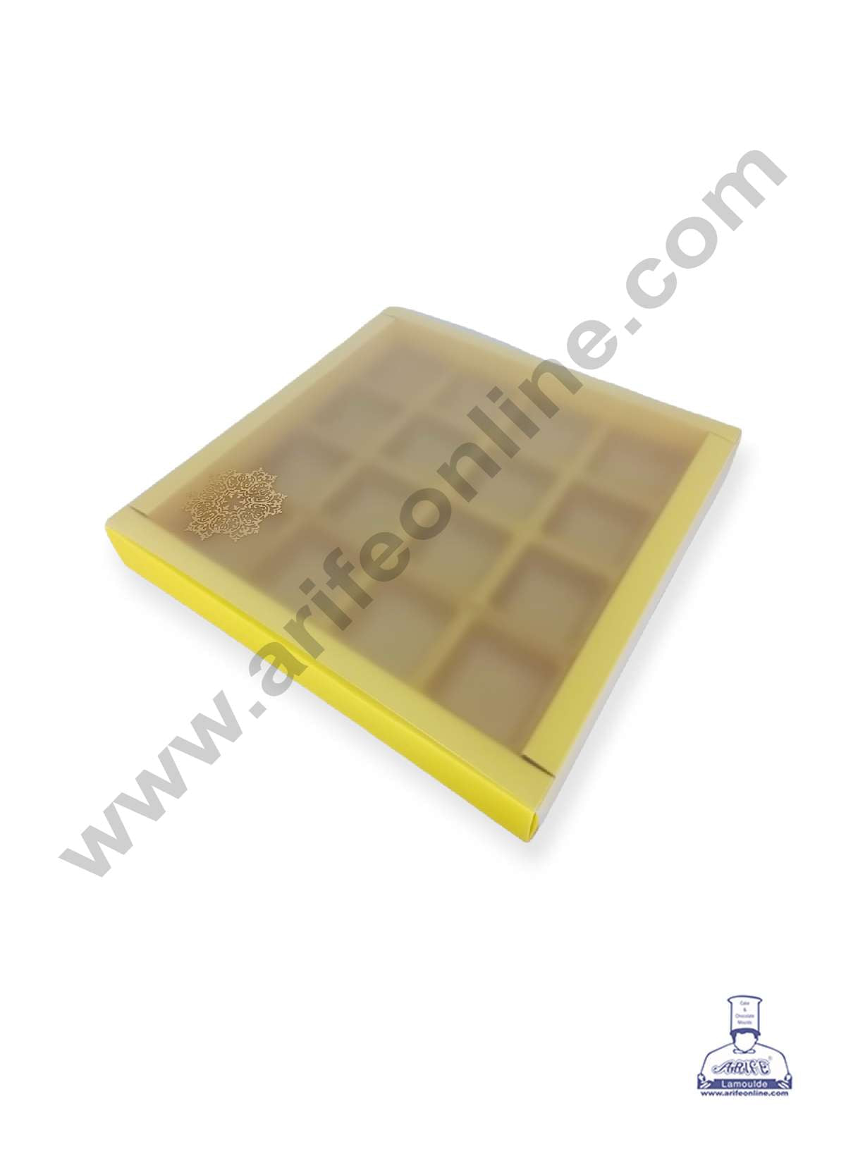 16 Cavity Chocolate Box with Sliding Cover & Cavity ( 10 Piece Pack ) - Yellow (MOQ 12 PACK) (IDD)