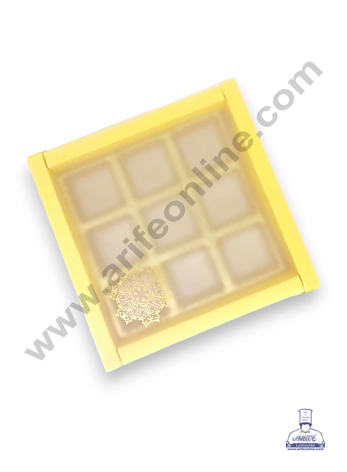 9 Cavity Chocolate Box with Sliding Cover & Cavity ( 10 Piece Pack ) - Yellow (MOQ 12 PACK) (RED)