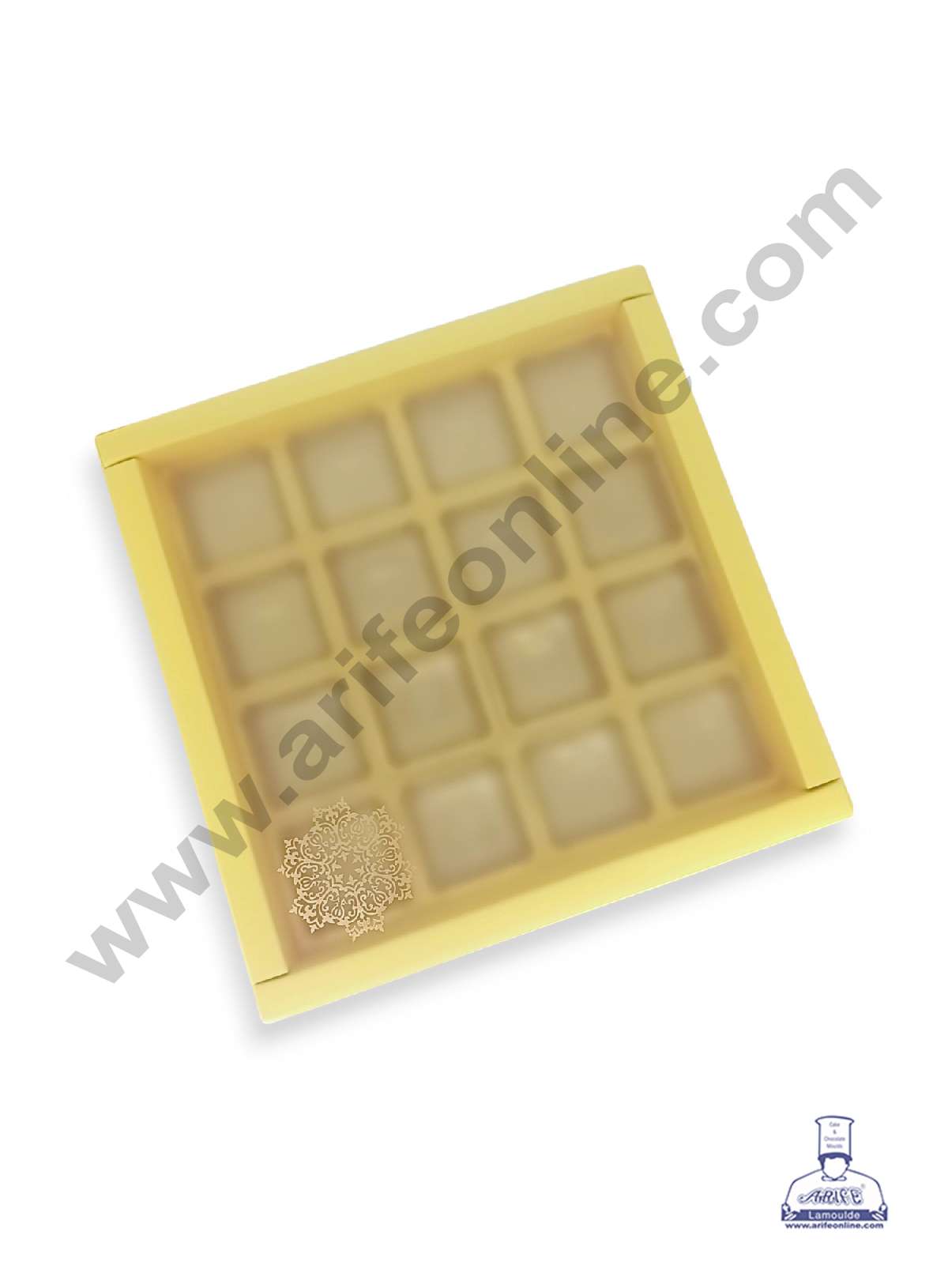 16 Cavity Chocolate Box with Sliding Cover & Cavity ( 10 Piece Pack ) - Yellow (MOQ 12 PACK) (IDD)