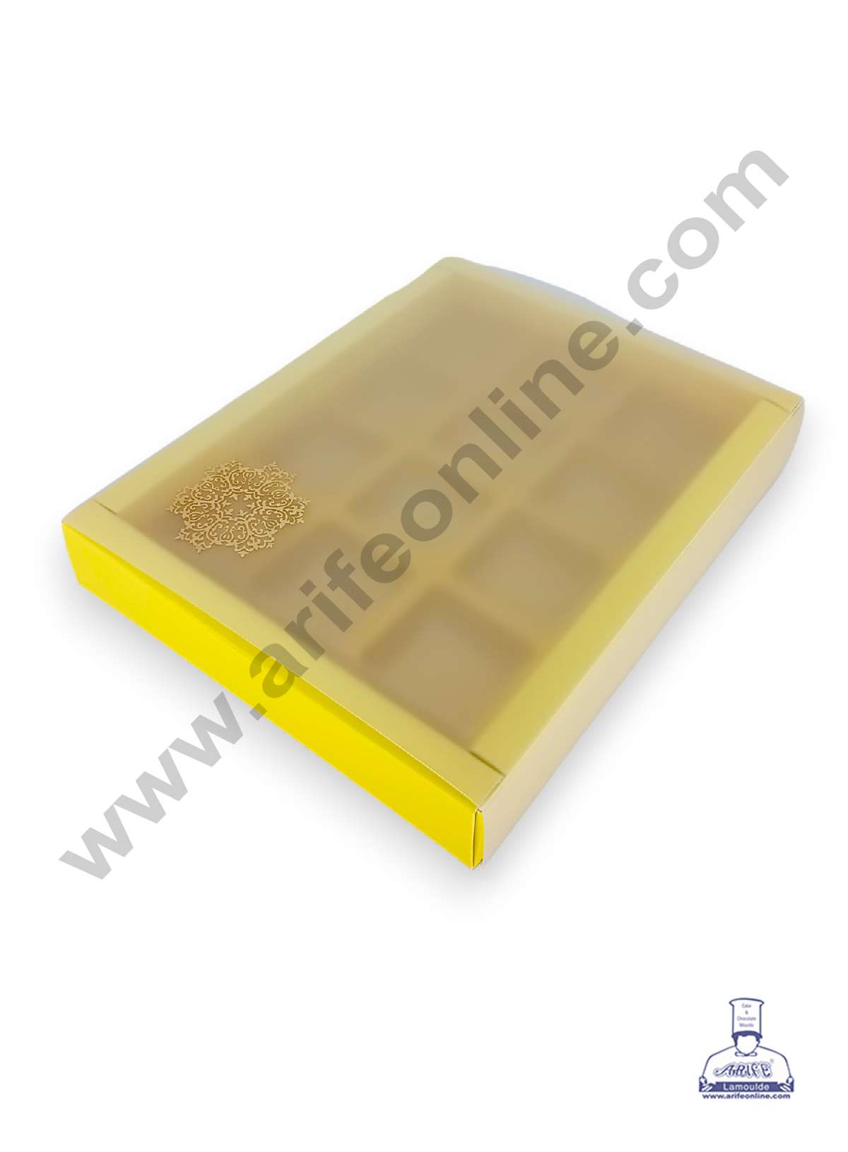 12 Cavity Chocolate Box with Sliding Cover & Cavity ( 10 Piece Pack ) - Yellow (MOQ 12 PACK) (RUD)