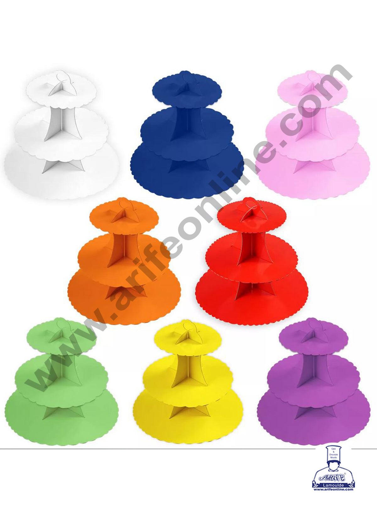 Cake Decor™ 3-Tier Lace Edge Cardboard Cupcake Stand Holder - Heavy